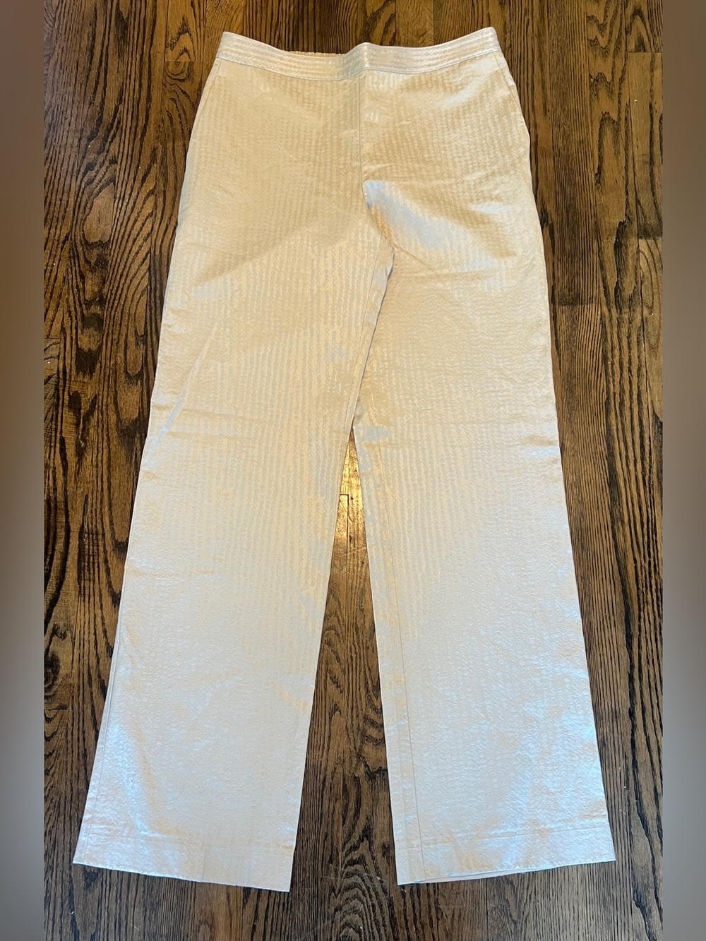 Theory Cream and Gold Elastic-Waist Trousers